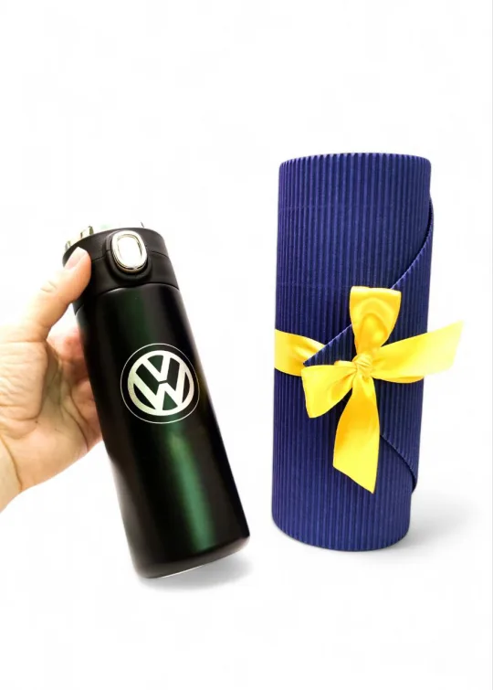 Термочашка Volkswagen, чорна з індикатором температури в подарунковому тубусі - Зображення 3