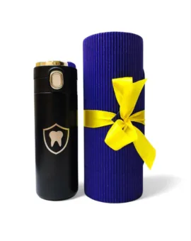 Термочашка чорна з гравіюванням для стоматолога, в подарунковому тубусі