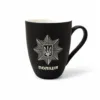 Керамічна чашка з софт-тач покриттям для поліцейського з гравіюванням Національна поліція, чорна