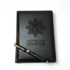 Комплект Блокнот та ручка з гравіюванням Національна поліція, чорний глянець