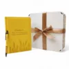 Подарунок вчителю - Комплект Блокнот та ручка в дерев'яній коробці з гравіюванням, жовтий матовий