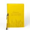 Подарунок вчителю - Комплект Блокнот та ручка в дерев'яній коробці з гравіюванням, жовтий матовий - Зображення 3