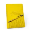 Подарунок вчителю - Комплект Блокнот та ручка в дерев'яній коробці з гравіюванням, жовтий матовий - Зображення 11