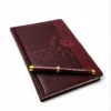 Подарунок вчителю Комплект Блокнот та ручка з гравіюванням, бордовий глянець
