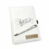 Іменний подарунок вчителю – Комплект Блокнот та ручка в дерев’яній коробці з гравіюванням, білий глянець - Зображення 4