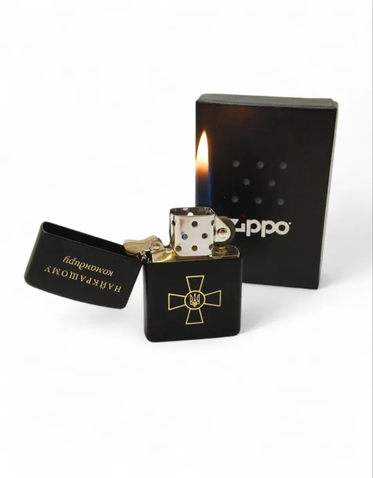 Подарунок командиру - Запальничка Zippo Classic Black Matte з гравіюванням - Зображення 2