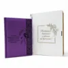 Подарунок першій вчительці – Комплект Блокнот з гравіюванням в дерев’яній коробці-книзі з гравіюванням, фіолетовий матовий Металік - Зображення 3