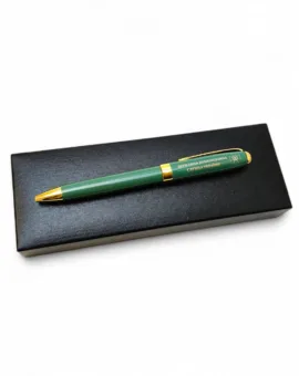 Подарункова ручка з гравіюванням “Державна прикордонна служба України” зелена, в подарунковому футлярі з запасними стержнями