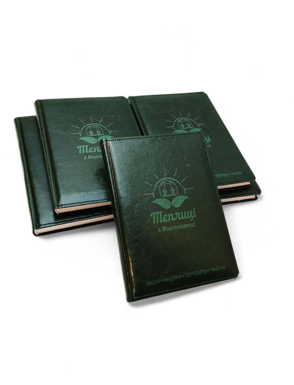 Блокнот з вашим логотипом, зелений глянець