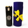 Подарунок поліцейському - Термочашка з гравіюванням емблеми Національна поліція, чорна в подарунковому тубусі