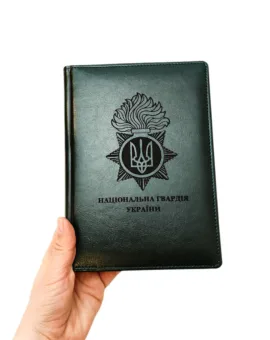 Блокнот Щоденник військовому з гравіюванням НГУ, Національна гвардія України, зелений глянець