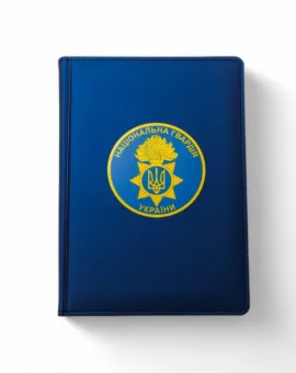 Блокнот НГУ з УФ друком, синій матовий Металік