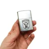 Комплект запальничка Zippo Classic Street Chrome з гравіюванням шеврону 42 ОМБр, бензин, кремнії та дерев'яна подарункова коробка - Зображення 3