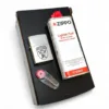 Комплект запальничка Zippo Classic Street Chrome з гравіюванням шеврону 42 ОМБр, бензин, кремнії та дерев'яна подарункова коробка