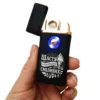 Подарунок для чоловіка - USB-запальничка з гравіюванням «Щастя супроводжує сміливих», чорна матова
